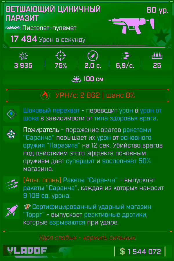 Игровая карточка Паразит